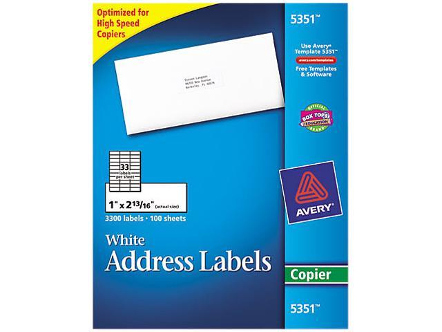 Avery Address Labels for Copiers, Permanent Adhesive, 1" x 213/16