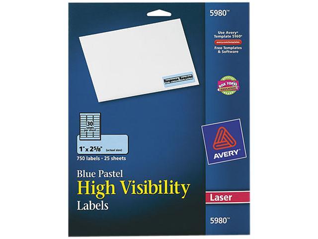 Avery High-Visibility Labels, Permanent Adhesive, Blue Pastel, 1" x 2-5/8", 750 Labels (5980)