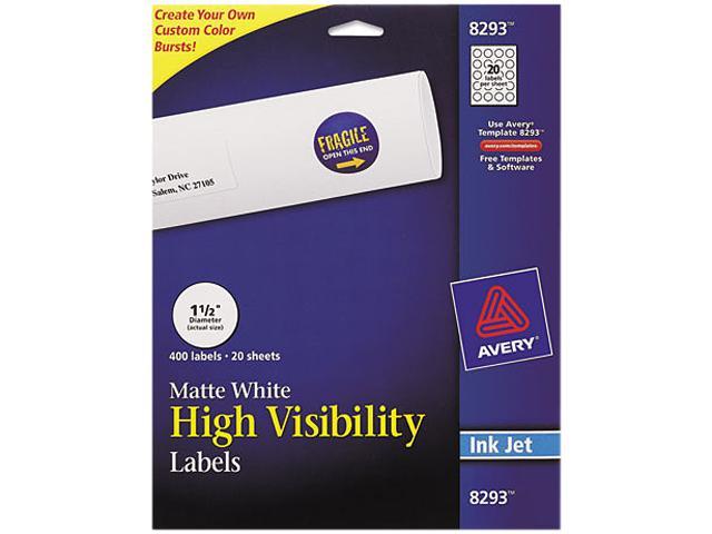 Photo 1 of Avery Inkjet Labels for Color Printing, 1-1/2in dia, Matte White, 400/Pack