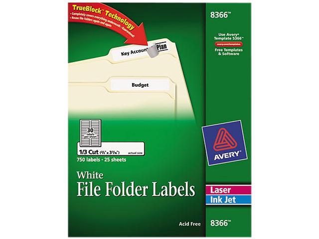 Avery 8366 Permanent Self Adhesive Laser Inkjet File Folder Labels White 750 Pack Newegg Com