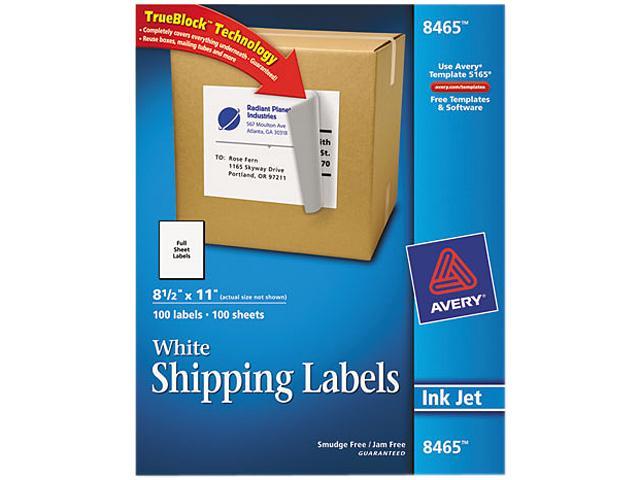 Avery 8465 Shipping Labels with TrueBlock Technology, 8-1/2 x 11, 100/Box