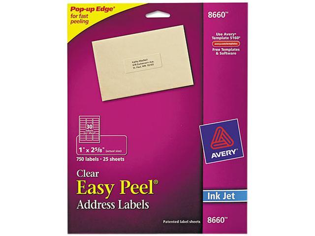 Avery Matte Clear Address Labels, Sure Feed Technology, Inkjet, 1.00" x