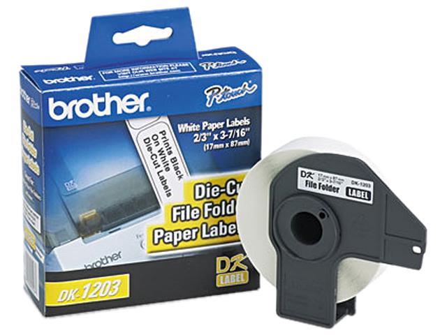 Brother DK1203 P-touch Laminated Tape, 0.66 in x 3.4 in (17 mm x 87.1 mm) File Folder Labels (300 White Paper Labels)