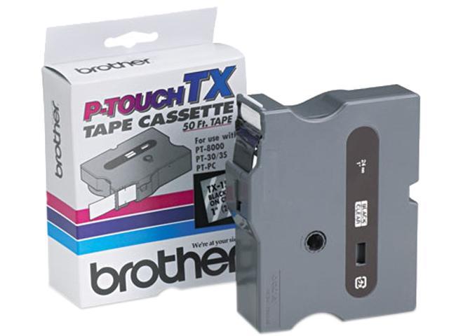 Brother TX1511 P-touch Laminated Tape, 24mm (0.94") Black on Clear tape for P-Touch 15m (50 ft)