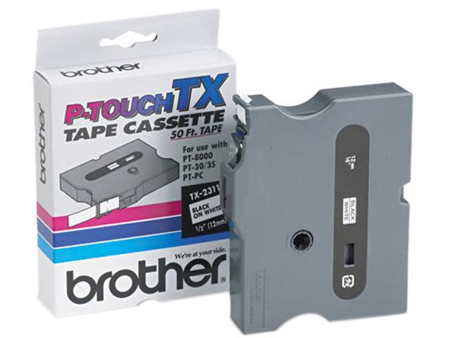 Brother TX-2311 TX Tape Cartridge for PT-8000, PT-PC, PT-30/35, 1/2w, Black on White