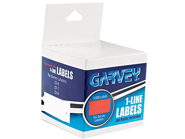 Garvey 090945 One-Line Pricemarker Labels, 7/16 x 13/16, Fluor. Red, 1200/Roll, 3 Rolls/Box