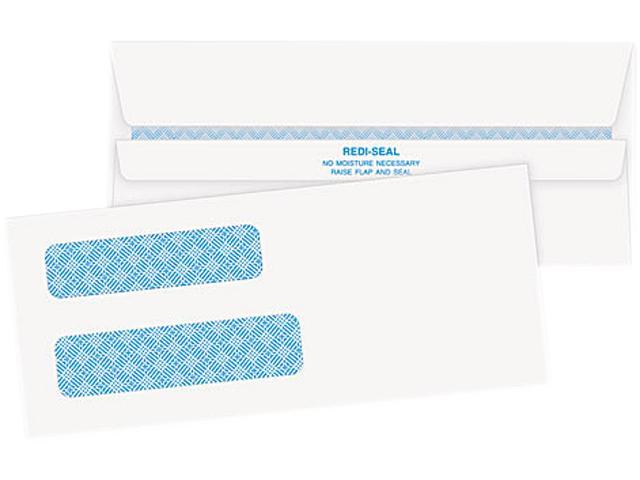 Quality Park 24539 Double Window Tinted Redi-Seal Invoice & Check Envelope, #8, White, 500/Box