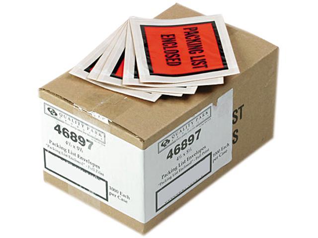 Quality Park 46897 Full-Print Self-Adhesive Packing List Envelope, Orange, 5 1/2 x 4 1/2, 1000/Box
