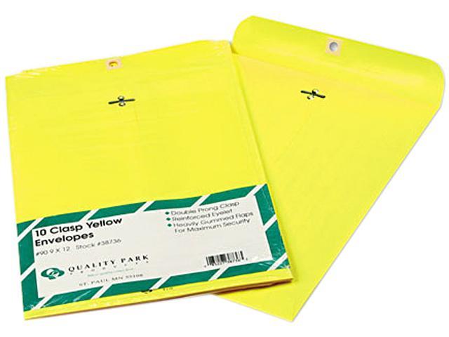 Quality Park 38736 Fashion Color Clasp Envelope, 9 x 12, 28lb, Yellow, 10/Pack