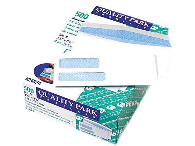 Quality Park 24524 Quality Park Security Tint Double Window Invoice Envelopes 9 500/Box White 