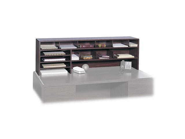Safco 3651MH Single Shelf Desktop Organizer, 15 Sections, 57 1/2 x 12 x 18, Mahogany