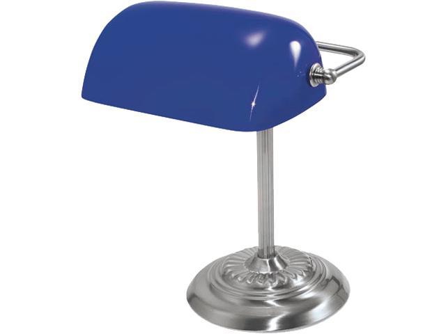 Ledu L557BL Traditional Incandescent Banker’s Lamp, Blue Glass Shade, Chrome Base, 14 Inches