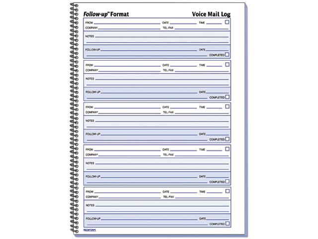 Rediform 51114 Voice Mail Wirebound Log Books, 8 X 10-5 8, 500 Sets 