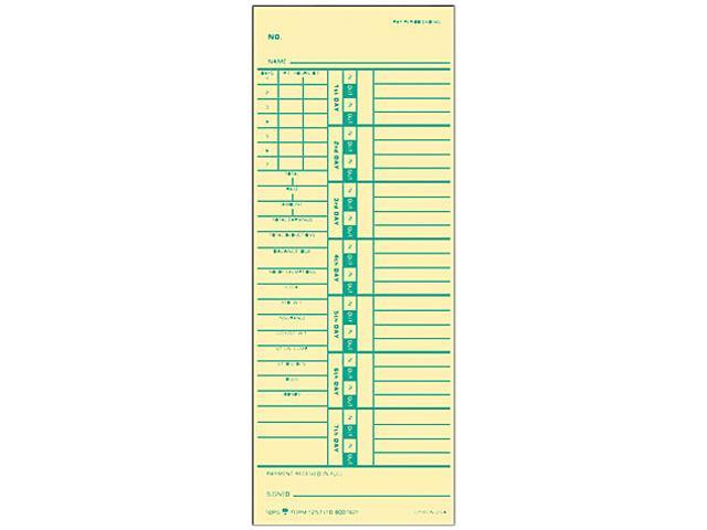 Tops 1257 Time Card for Acroprint and Simplex, Weekly, Two-Sided, 3-1/2 ...