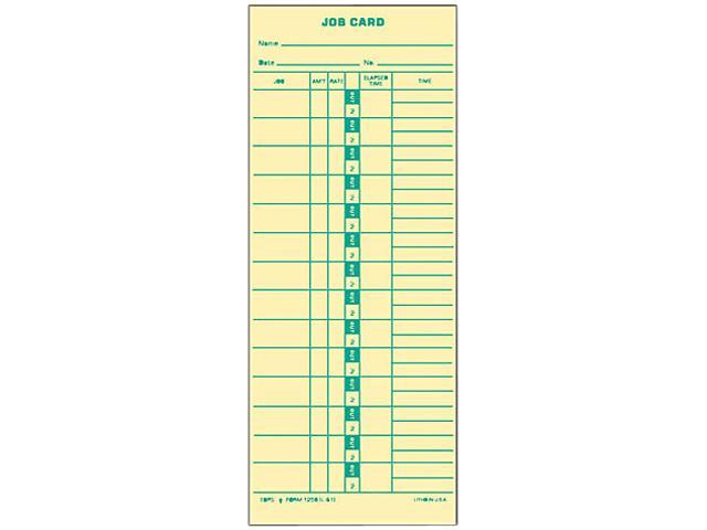 Tops 1258 Time Card for Cincinnati, Lathem, Simplex, Job Card, 1-Sided, 3-1/2 x 9, 500/Box