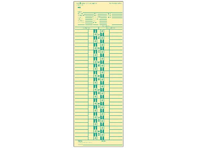 Tops 1277 Time Card for Simplex, Semi-Monthly, 3-1/2 x 10-1/2, 500/Box ...