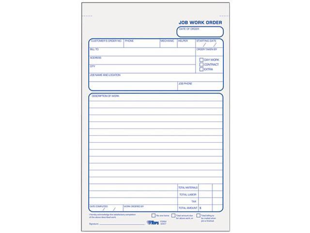 Tops 3467 Job Work Order Pad, 5-1/2 x 8-1/2, Two-Part Carbon, 50/Pad ...