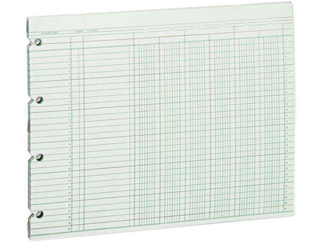 Six Column 100 Loose Sheets/Pack 9-1/4 x 11-7/8 Green Accounting Sheets 