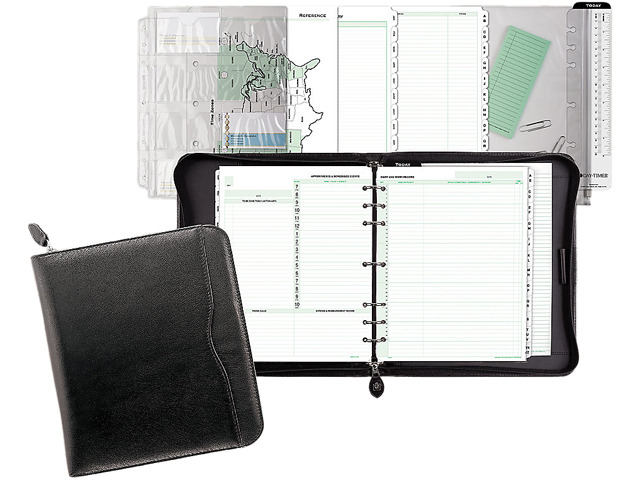 Day-Timer 83151 Verona Zippered Leather Loose-Leaf Planner Set, 8 1/2 ...