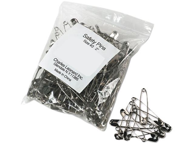 Charles Leonard 83200 Safety Pins, Nickel-Plated, Steel, 2" Length, 144/Pack