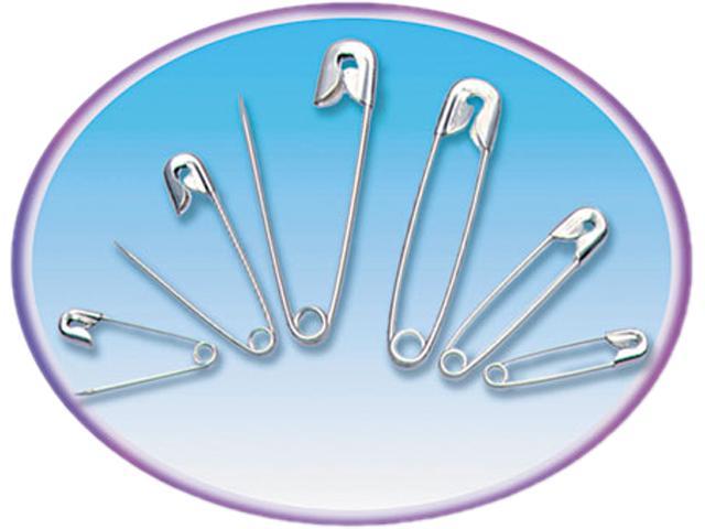 Charles Leonard 83450 Safety Pins Nickel Plated Steel Assorted Sizes 50pack