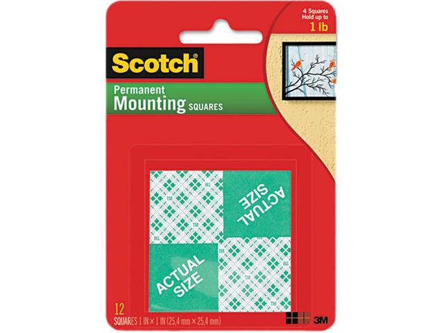 Scotch Precut Foam Mounting 1 Squares, Double-Sided, Permanent 16 Squares/Pack