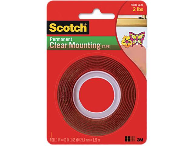 Scotch 4010 Double-Sided Mounting Tape, Industrial Strength, 1 x 60, Clear/Red Liner