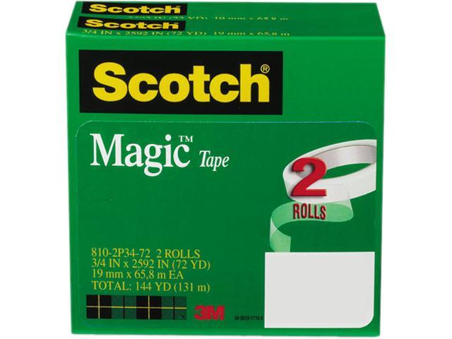 Scotch 810-2P34-72 Magic Tape, 3/4" x 2592", 3" Core, 2 Rolls