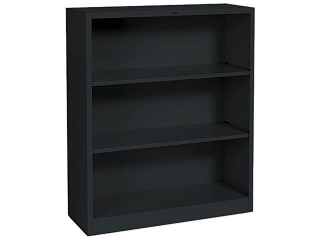 HON S42ABCP Metal Bookcase, 3 Shelves, 34-1/2w x 12-5/8d x 41h, Black