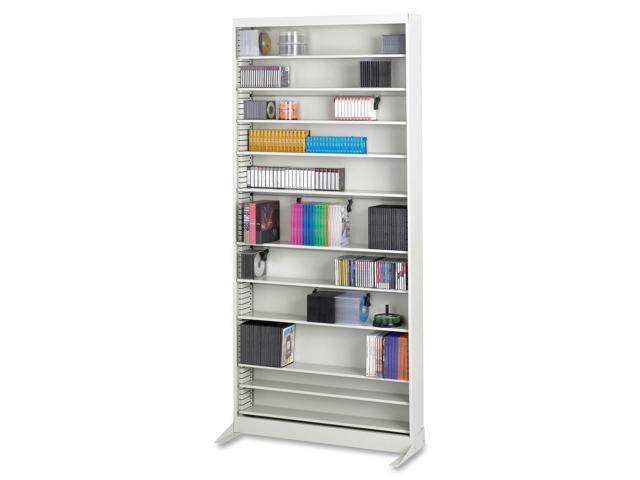 Safco 4936LG A/V Adjustable Open Shelving, 12 Shelves, 36w x 13-1/4d x 78h, Light Gray