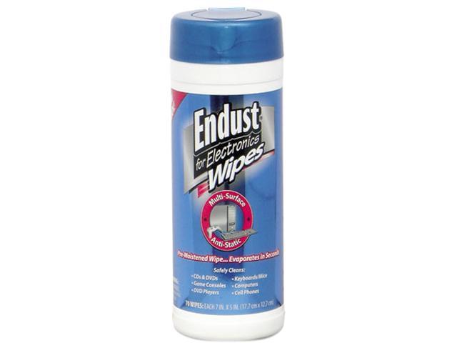Endust 259-000(END) Antistatic Premoistened Wipes for Electronics, Cloth, 5 1/2 x 7, 70/Tub