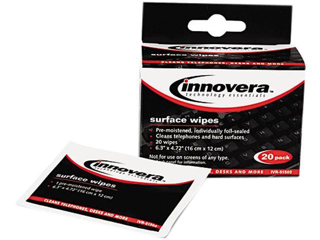 Innovera 51502 Alcohol-Free Cleaning Wipes, Cloth, 4-3/4 x 6-1/4, White, 20/Pack