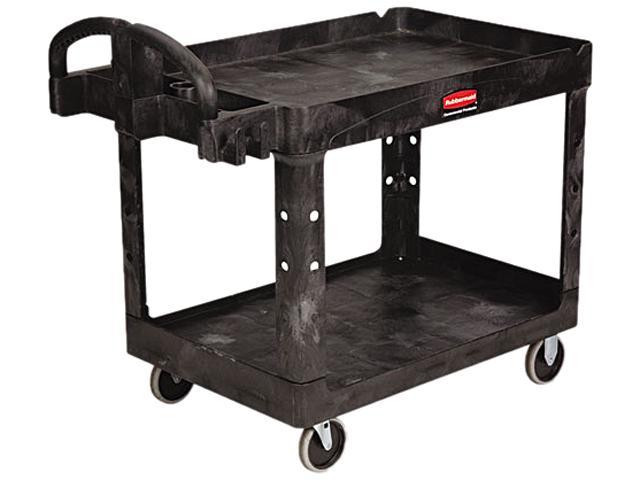 Rubbermaid Commercial 452088BK Heavy-Duty Utility Cart Two-Shelf 25-1/4w x  44d x 39h Black