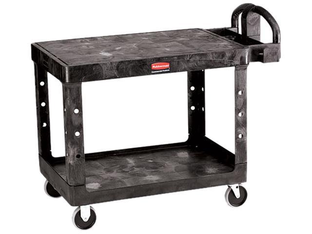 Rubbermaid Flat Shelf Utility Cart, 2-Shelf, 500lbs, 26 x 44 x 33-1/3, Black