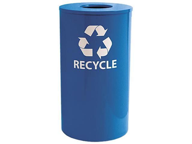 Ex-Cell RC33RBL Indoor/Outdoor Round Steel Recycling Receptacle, 33 gal, Blue