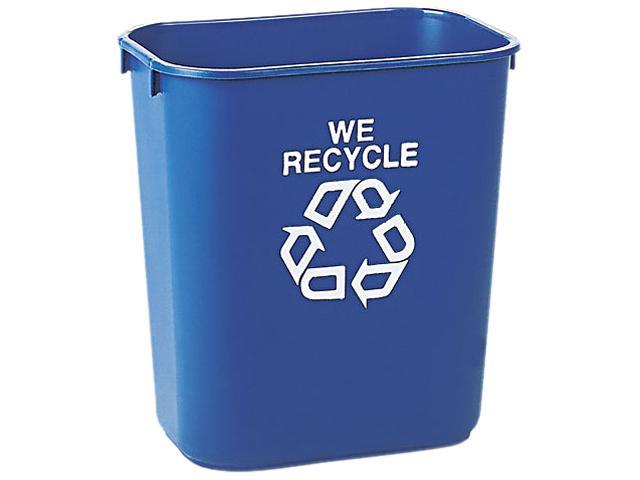 Rubbermaid Commercial 295573BE Small Deskside Recycling Container, Rectangular, Plastic, 13 5/8 qt, Blue