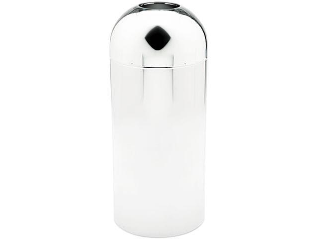 Safco 9875 Reflections Open-Top Dome Receptacle, Round, Steel, 15 gal, Chrome