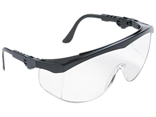 Crews Tomahawk Wraparound Safety Glasses, Black Nylon Frame, Clear Lens, 12 per box