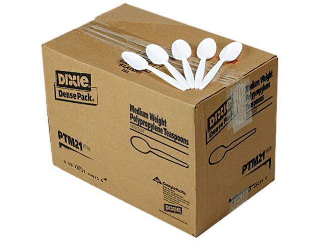 Dixie PTM21 Plastic Tableware, Mediumweight Teaspoons, White, 1000/Carton