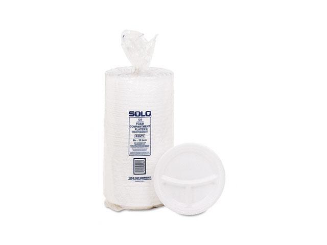 SOLO Cup Company Mediumweight Foam Plates, 9" diameter, White, 125/pack