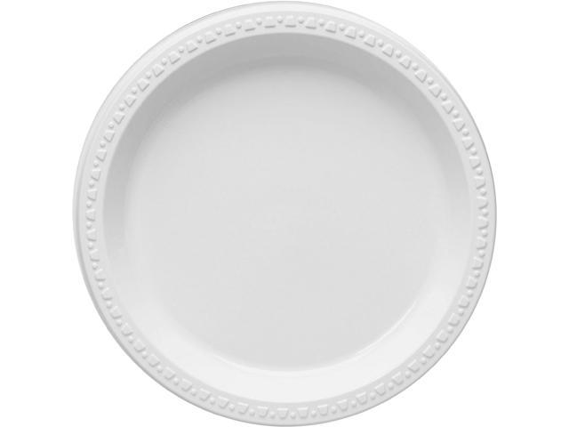 Tablemate 9644WH Plastic Dinnerware, Plates, 9" Diameter, White, 125/Pack