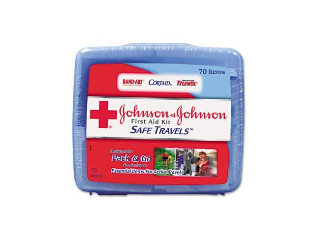 Johnson & Johnson Red Cross 8274 Portable Travel First Aid Kit, 70 Pieces, Plastic Case