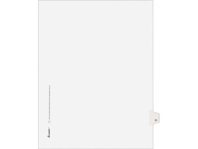 Photo 1 of Avery Avery-Style Legal Side Tab Divider, Title: 21, Letter, White, 25/Pack