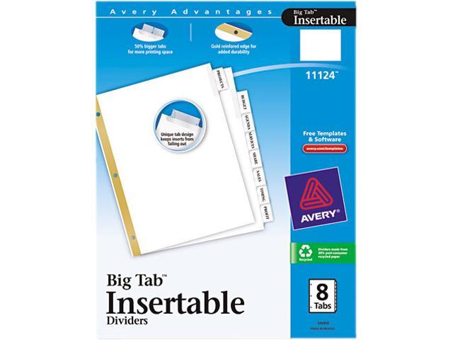 5 Tabs/Set Avery 11122 Big Tab Insertable Dividers 8-1/2-Inch x 11-Inch Clear Tabs 