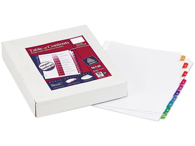 Photo 1 of Avery Ready Index Table/Contents Dividers, 10-Tab, 1-10, Letter, Assorted, 24 Sets/Box