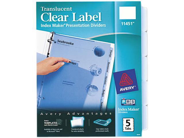 Avery 11451 Index Maker Clear Label Punched Dividers, Blue 5-Tab, Letter