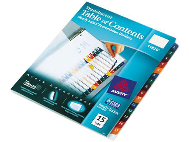 Avery 11820 Ready Index Table/Contents Dividers, 15-Tab, Letter, Assorted, 15/Set