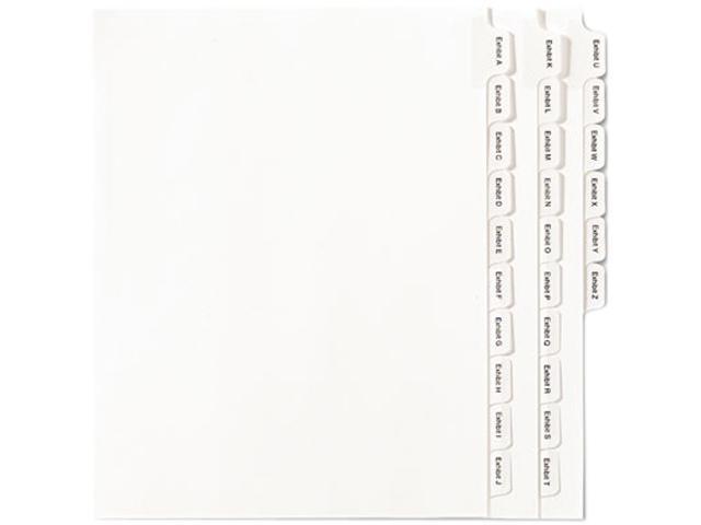 Avery 82105 Allstate-Style Legal Index Dividers, 25-Tab, Exhibit A-Z, Letter, White, 26/Pack
