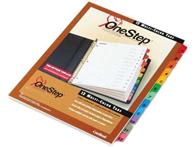 Cardinal 61218 Traditional OneStep Index System, 12-Tab, 1-12, Letter, Assorted, 12/Set