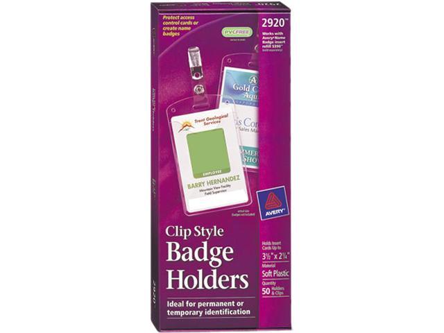 4w X 3h Clear Horizontal 100/box Secure Top Hanging-Style Badge Holders